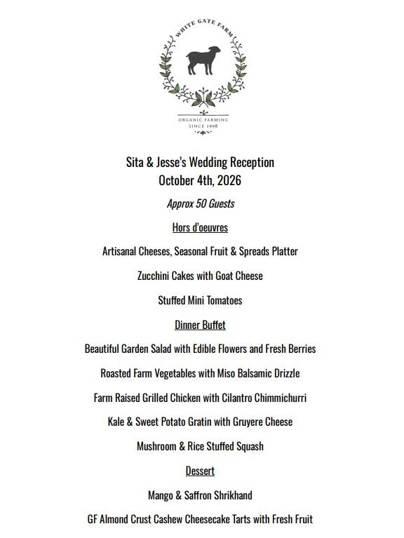 Picture of Reception Menu 