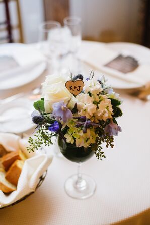 Rustic White and Purple Centerpieces