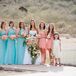 Aqua Chiffon Bridesmaids Dresses with Peach Bouquets