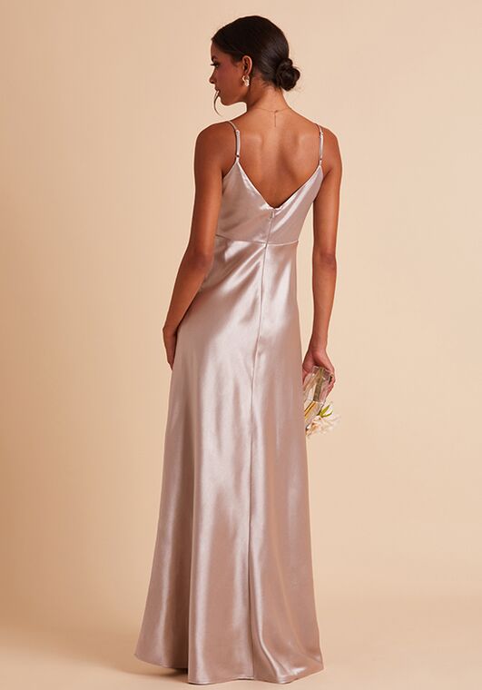 Birdy Grey Jay Satin Dress in Taupe V-Neck Bridesmaid Dress - 2