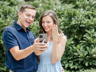 wedding proposal with red engagement ring box