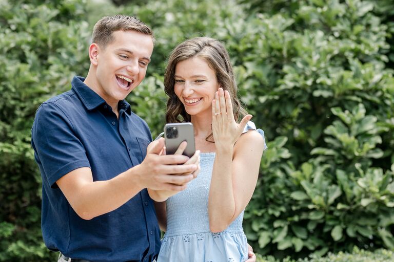 wedding proposal with red engagement ring box