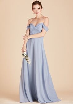 Birdy Grey Spence Convertible Dress in Dusty Blue V-Neck Bridesmaid Dress