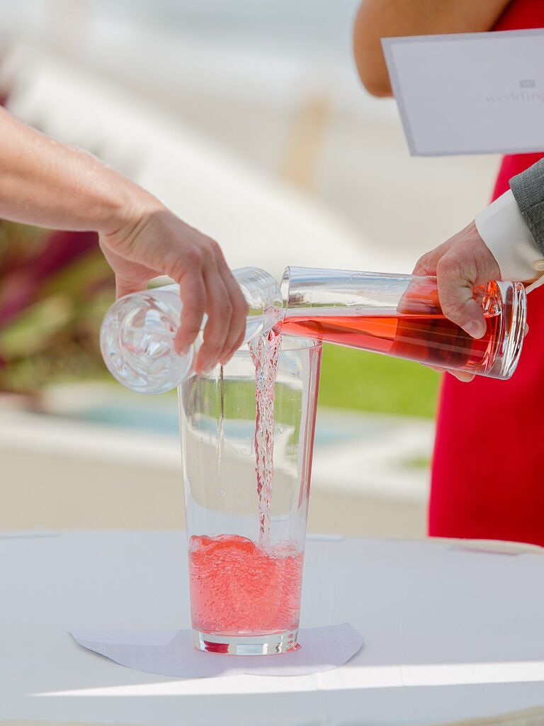 A white wine and rosè wine blend unity ceremony