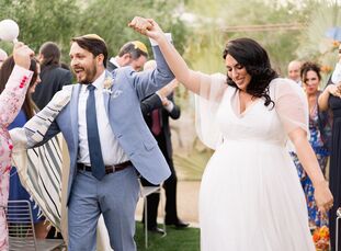 For their vibrant wedding in Palm Springs, Roey Mizrahi (33 and a Wedding Planner and Event Designer) and David Tenenholtz (36 and a Digital Archivist