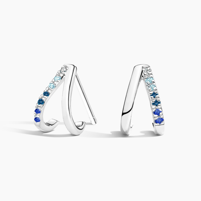 Aquamarine Huggie Earrings from Brilliant Earth for the best 19th wedding anniversary gift