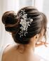 AW Bridal AW BRIDAL Wedding Hair Comb Ivory Flower Bridal Headpiece Hair Clip Wedding Hair Accessories for Brides (Silver) Silver Pins, Combs + Clip - thumbnail - 3