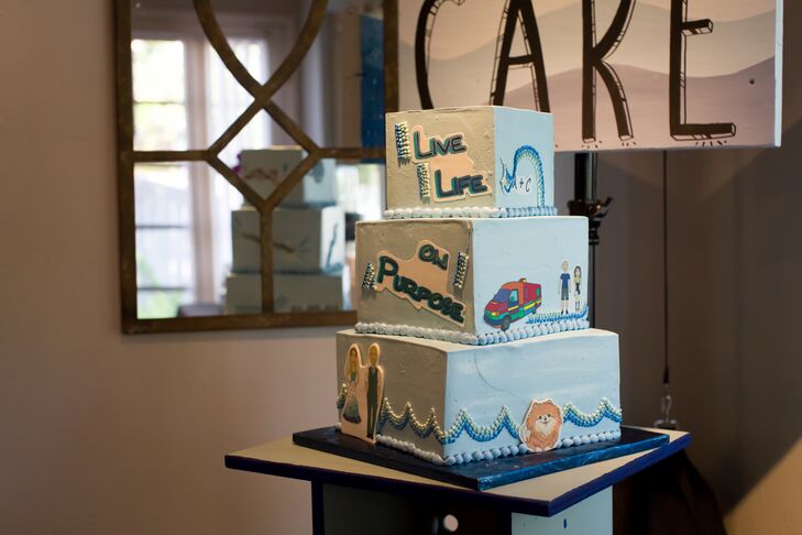 Blue DIY Square Wedding Cake