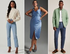 Men and women's spring engagement photo outfits.