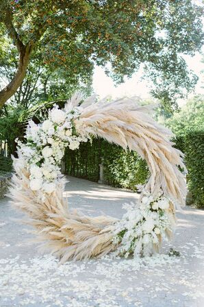 Boho Pampas Grass Wedding Arch at Savoia Castle in Prague, Czech Republic