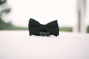 Black Bow Tie and Mickey Mouse Cufflinks