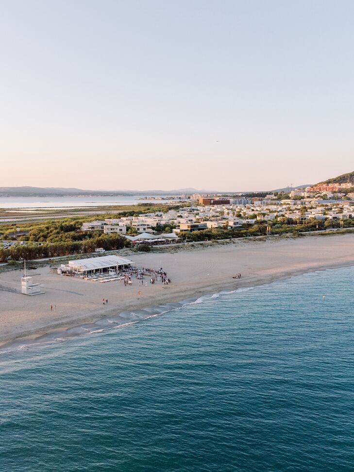 Beach Setting in the South of France at Sunset, Rehearsal Dinner Venue