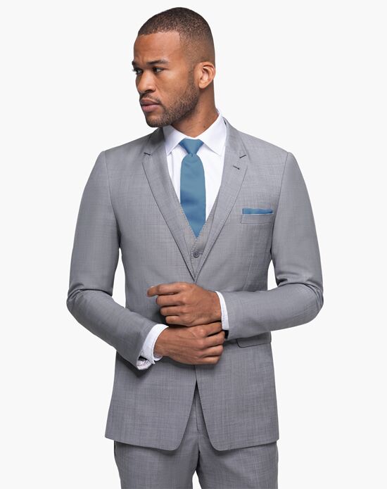 Generation Tux Gray Sharkskin Notch Lapel Suit Gray Tuxedo - 1