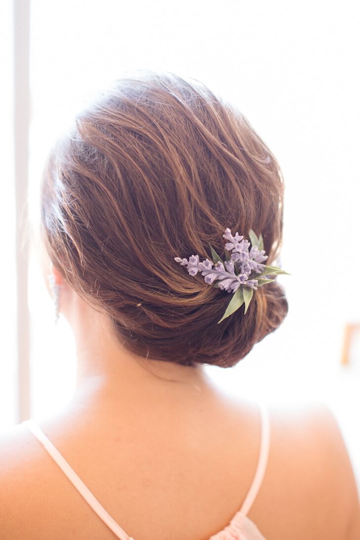 Elegant, Lilac-Accented Low Updo