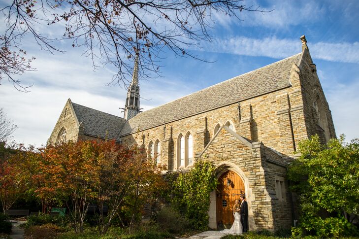 Corinne and John had their wedding ceremony at the Alumni Chapel at Loyola University Maryland. "John and I met at Loyola, so the most important detail was that we get married at the place where we met," Corinne says. "During college, the chapel was such a special place, and I couldn’t imagine getting married anywhere else."