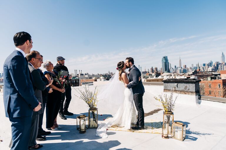couple rooftop brooklyn wedding covid-19 coronavirus