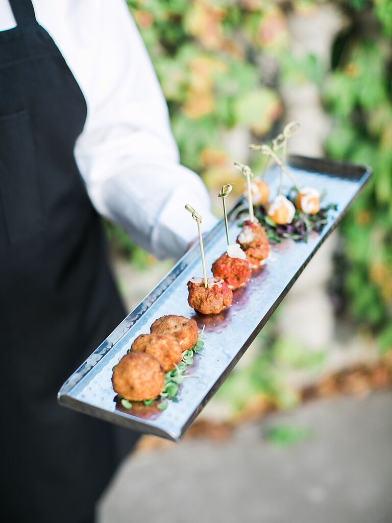 Fried mac and cheese balls for a wedding reception appetizer