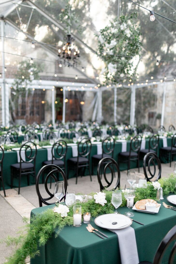 Tented Reception with Emerald-Green Linens