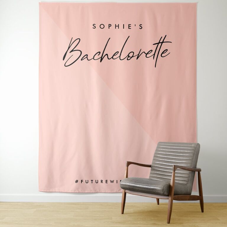 Minimalist pink bachelorette party backdrop. 