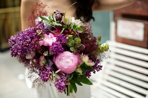 Purple Peony and Lilac Bouquet