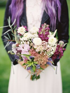 Purple Stock, Scabiosa and Veronica Bouquet