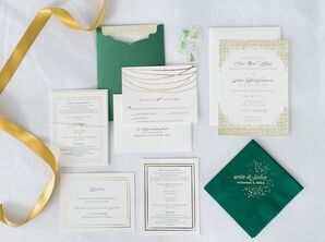 Green, Gold and Ivory Invitation Suite