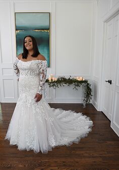 Essense of Australia D3255 plus Fit-and-Flare Wedding Dress