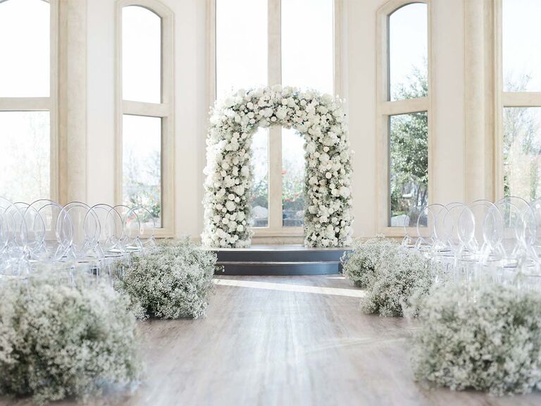 white wedding ceremony decor