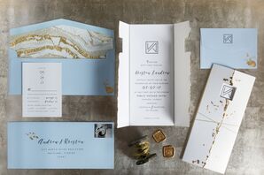 Modern Blue and Gold Marble Invitation Suite