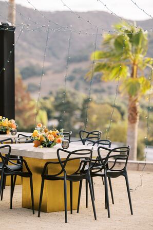 Modern Black Chairs at Wedding Reception