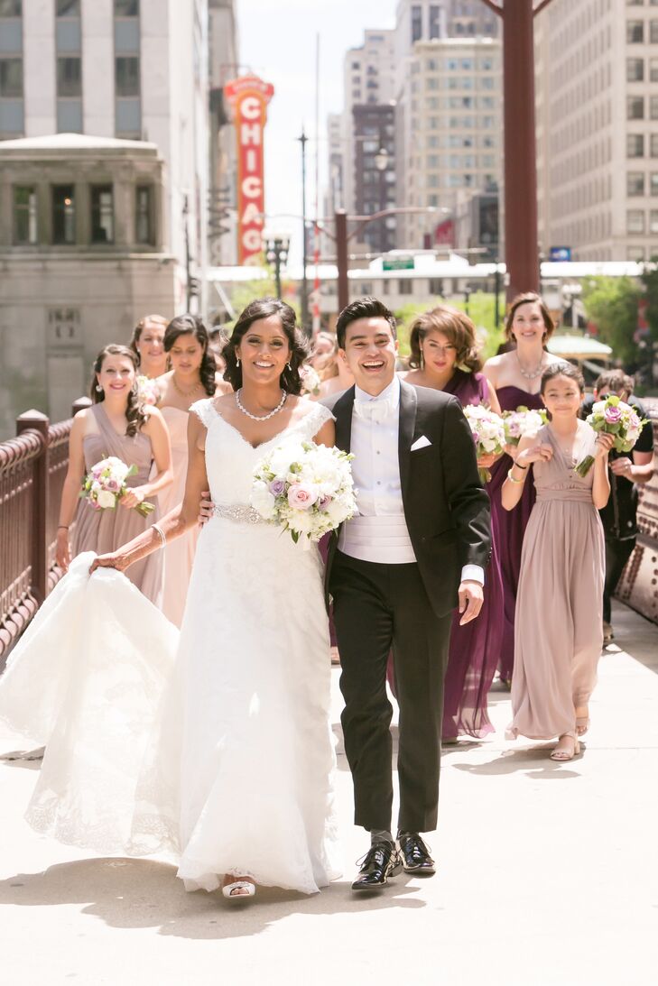 Lace A-Line Wedding Dress with Crystal Belt