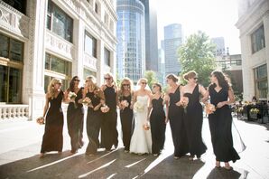 Floor-Length Navy Bridesmaid Dresses