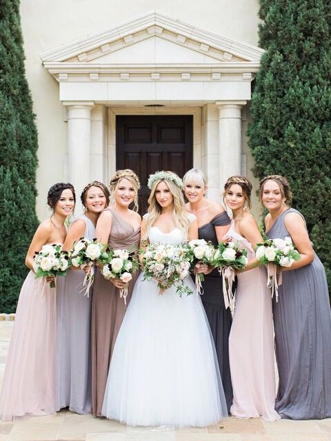 Vanessa Hudgens poses with other bridesmaids and bride Ashley Tisdale. 