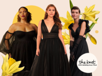 Collage of best black wedding dresses 2023-2024. 
