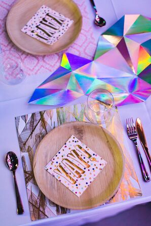 Recyclable Plates and Silverware with Geometric Cutout Table Décor