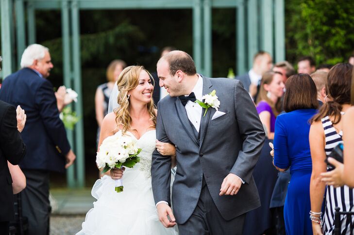 Bride and Groom's Intimate Look During Recessional
