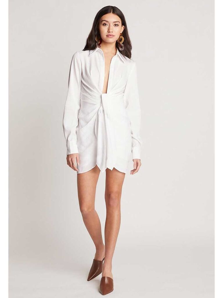 White knotted T-shirt dress