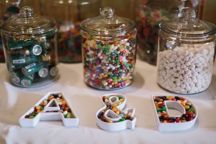During the reception, guests were treated to a candy bar. The couple's nieces and nephews were tasked with making sure the bar was fully stocked throughout the night.