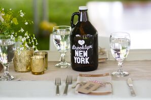 Rustic Brown and White Beer Growler Table Numbers