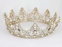 Full circle gold crown with tear drop style in pearls and rhinestones