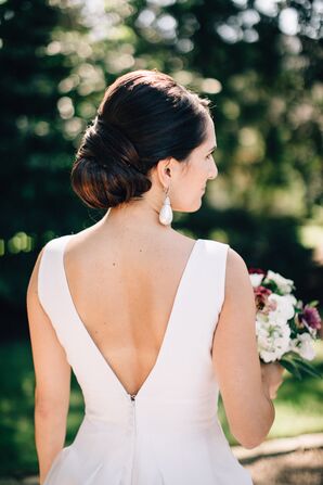 Classic Updo and Pearl Drop Earrings