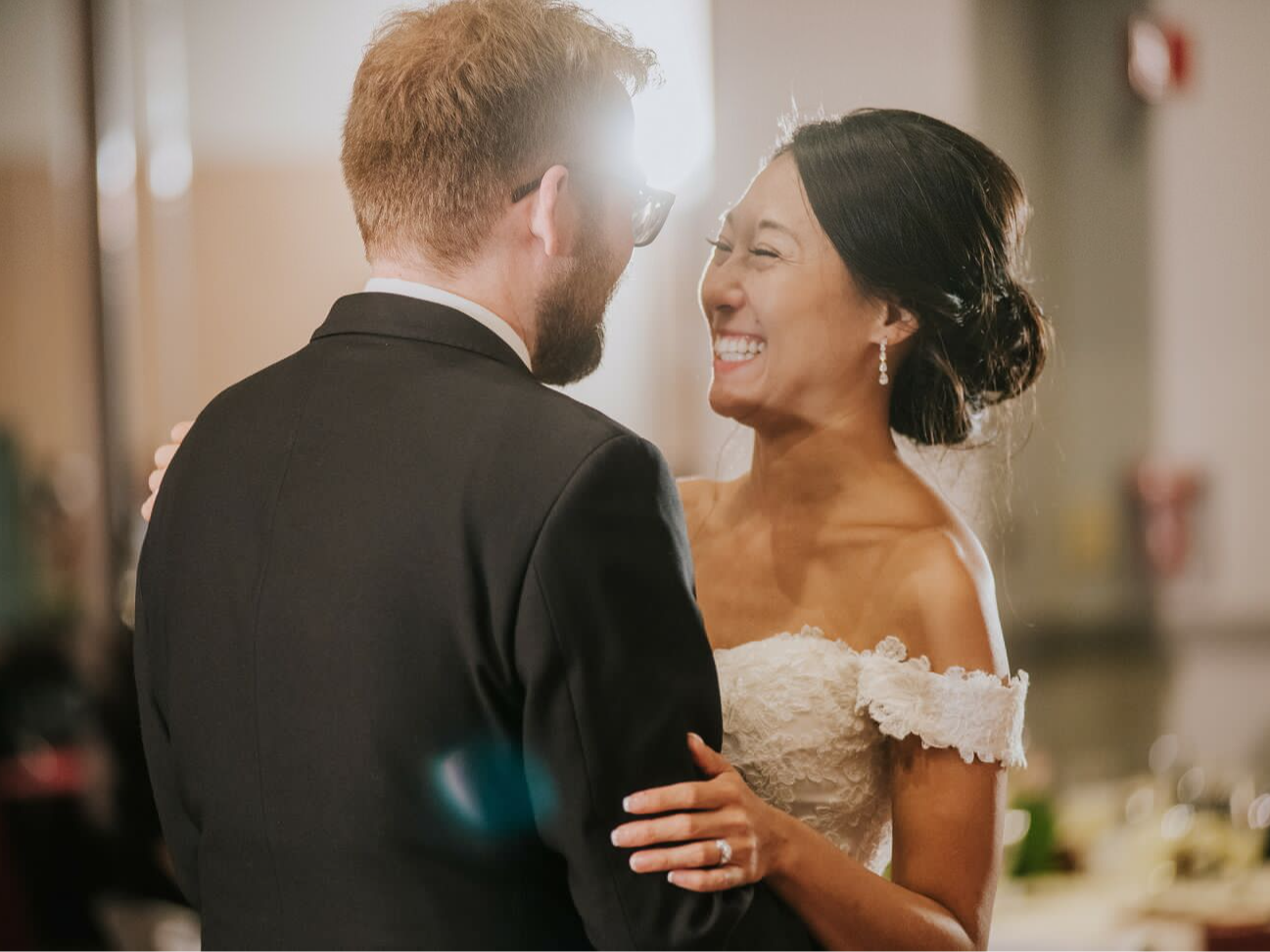 Couple dancing on wedding day