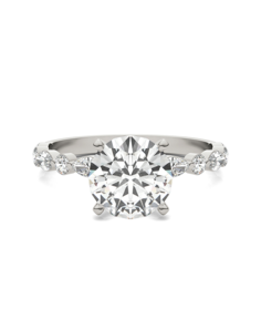 Forever One Moissanite Unique Round Cut Engagement Ring