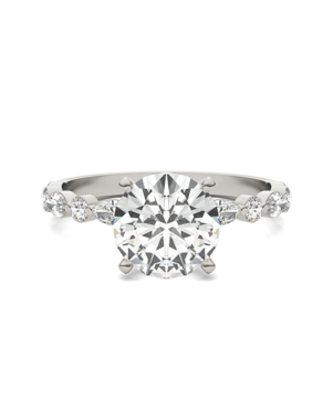 Forever One Moissanite Unique Round Cut Engagement Ring