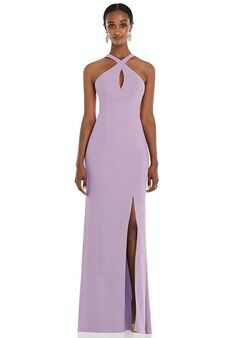 Dessy Group Criss Cross Halter Princess Line Trumpet Gown - 3093 Halter Bridesmaid Dress