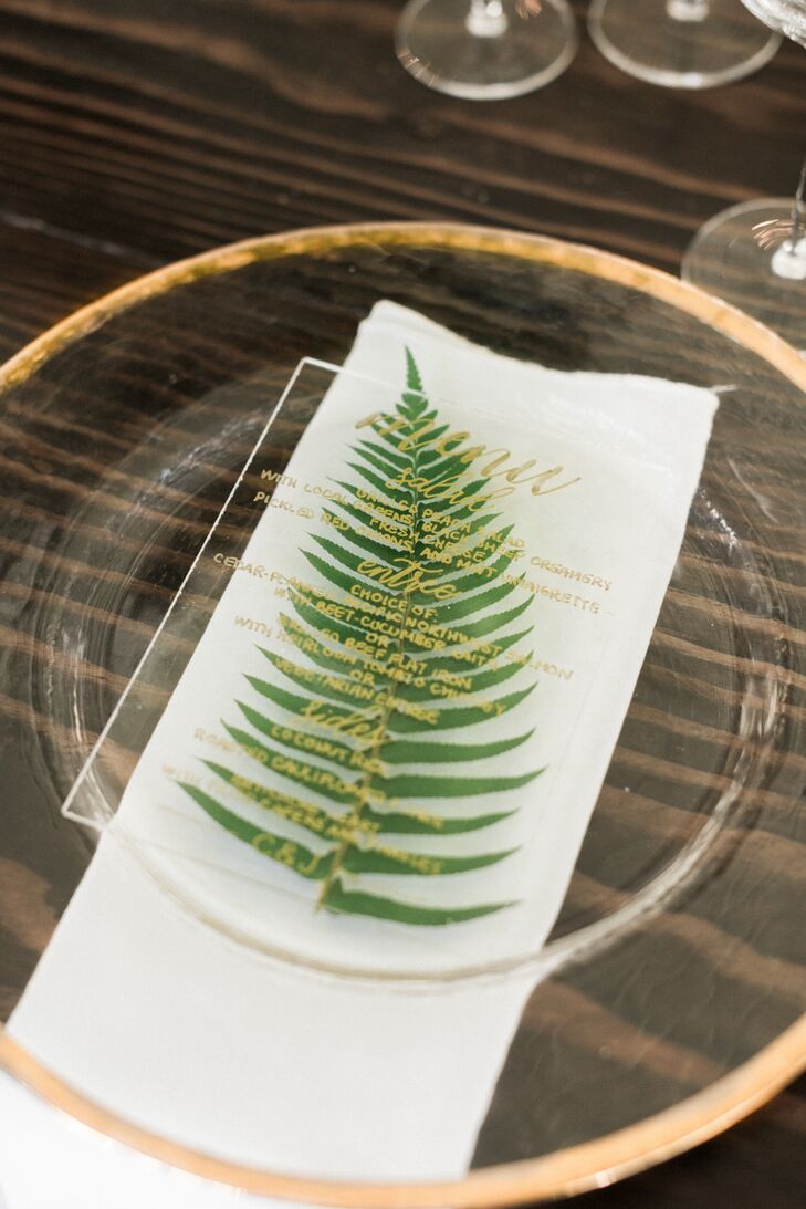 Fern and Lucite Menu Place Settings