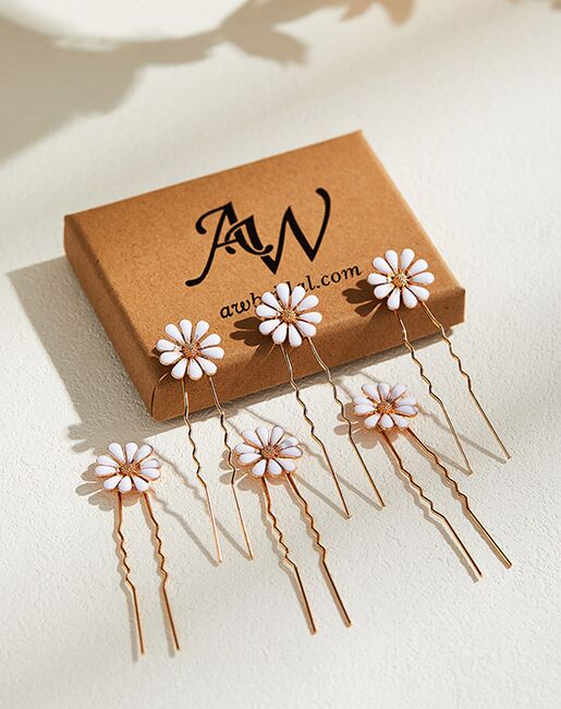 AW Bridal AW BRIDAL Wedding Hair Pins Flower Hair Clips Babys Breath Hair Pieces Gold Bridal Hair Accessories for Women Girls, 6 Pcs Gold Pins, Combs + Clip - 4