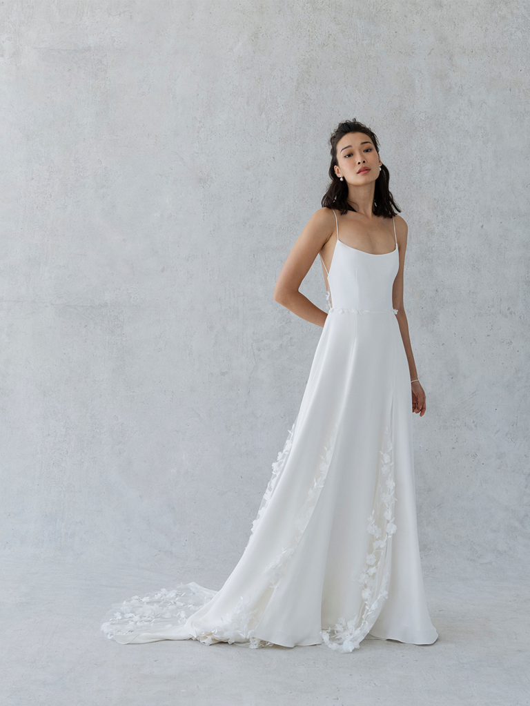 silk spaghetti strap dress wedding