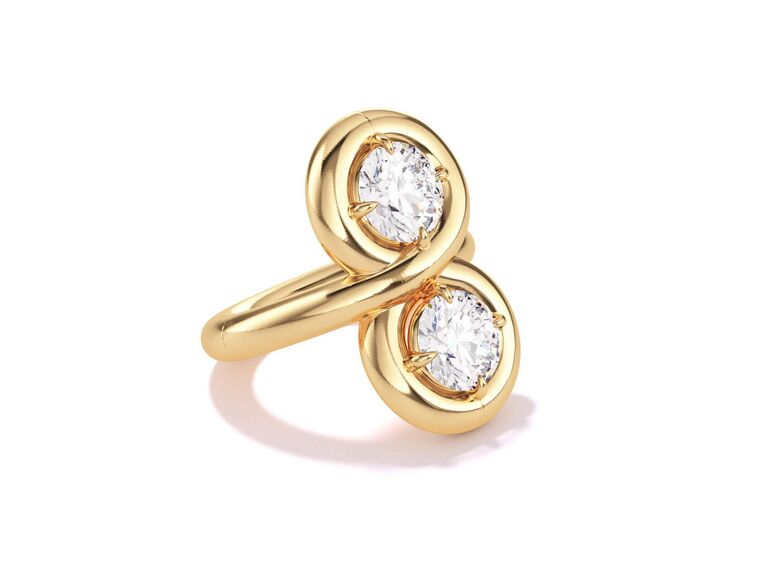 yellow gold two stone ring