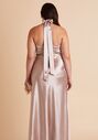 Birdy Grey Monica Shiny Satin Dress in Taupe Halter Bridesmaid Dress - thumbnail - 3